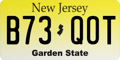 NJ license plate B73QOT