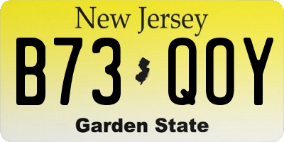 NJ license plate B73QOY