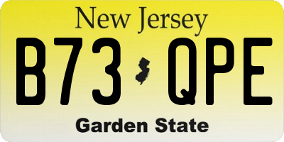NJ license plate B73QPE