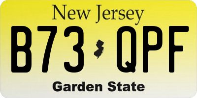 NJ license plate B73QPF