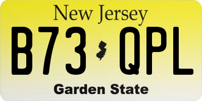 NJ license plate B73QPL