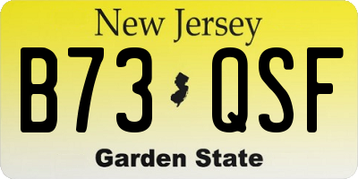 NJ license plate B73QSF