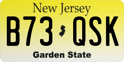 NJ license plate B73QSK