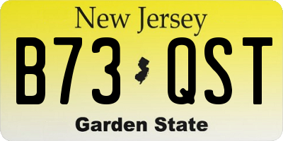 NJ license plate B73QST