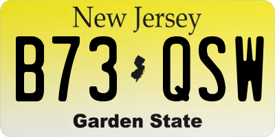 NJ license plate B73QSW
