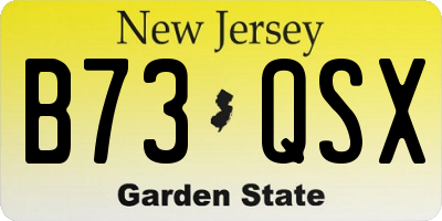 NJ license plate B73QSX