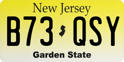NJ license plate B73QSY