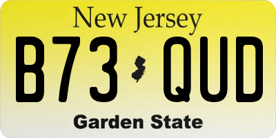 NJ license plate B73QUD