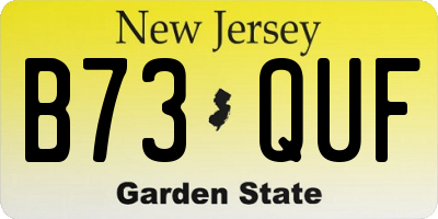 NJ license plate B73QUF