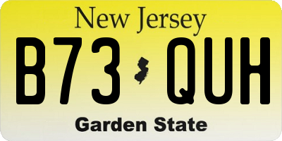 NJ license plate B73QUH