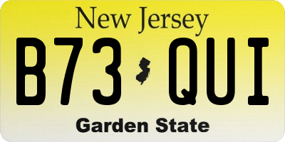 NJ license plate B73QUI
