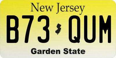 NJ license plate B73QUM
