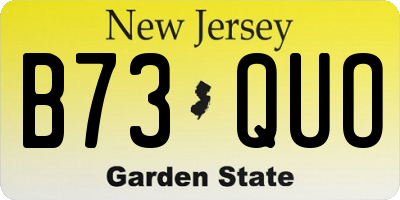 NJ license plate B73QUO
