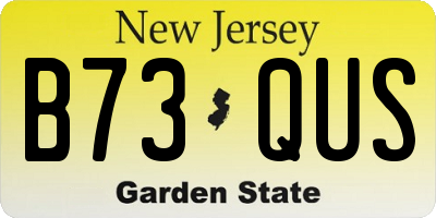 NJ license plate B73QUS