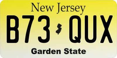 NJ license plate B73QUX