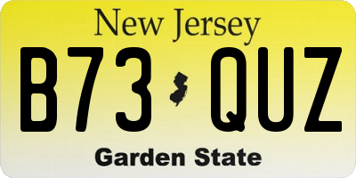 NJ license plate B73QUZ