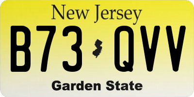 NJ license plate B73QVV