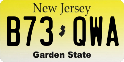 NJ license plate B73QWA