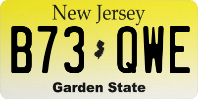 NJ license plate B73QWE