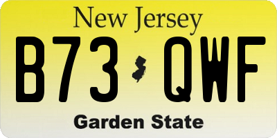 NJ license plate B73QWF