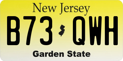 NJ license plate B73QWH