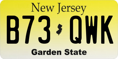NJ license plate B73QWK