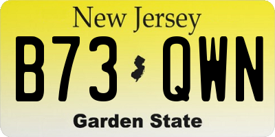 NJ license plate B73QWN