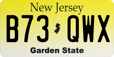 NJ license plate B73QWX