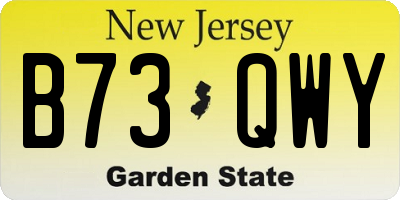 NJ license plate B73QWY
