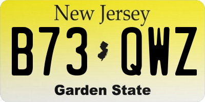 NJ license plate B73QWZ