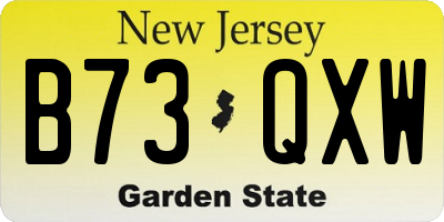 NJ license plate B73QXW