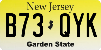 NJ license plate B73QYK