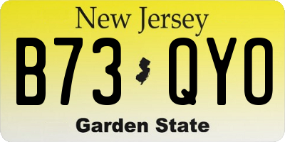 NJ license plate B73QYO