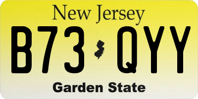 NJ license plate B73QYY