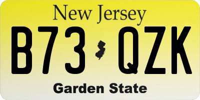 NJ license plate B73QZK