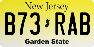 NJ license plate B73RAB