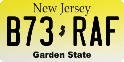 NJ license plate B73RAF