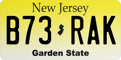 NJ license plate B73RAK