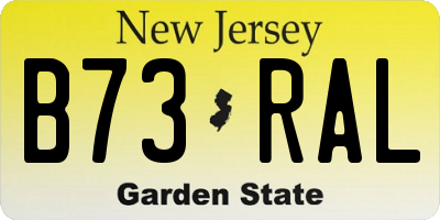 NJ license plate B73RAL