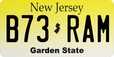 NJ license plate B73RAM