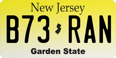 NJ license plate B73RAN
