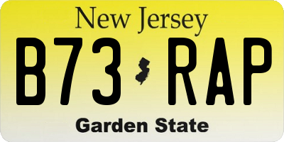 NJ license plate B73RAP