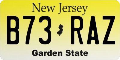 NJ license plate B73RAZ