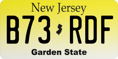 NJ license plate B73RDF