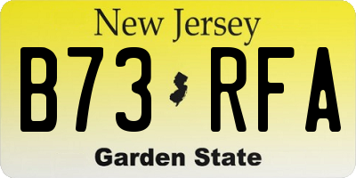NJ license plate B73RFA
