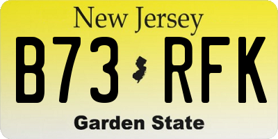 NJ license plate B73RFK