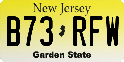 NJ license plate B73RFW