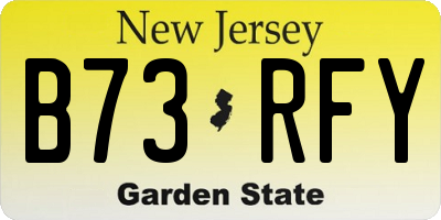 NJ license plate B73RFY