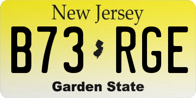 NJ license plate B73RGE