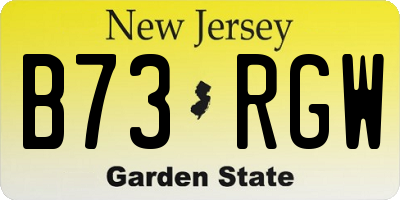 NJ license plate B73RGW